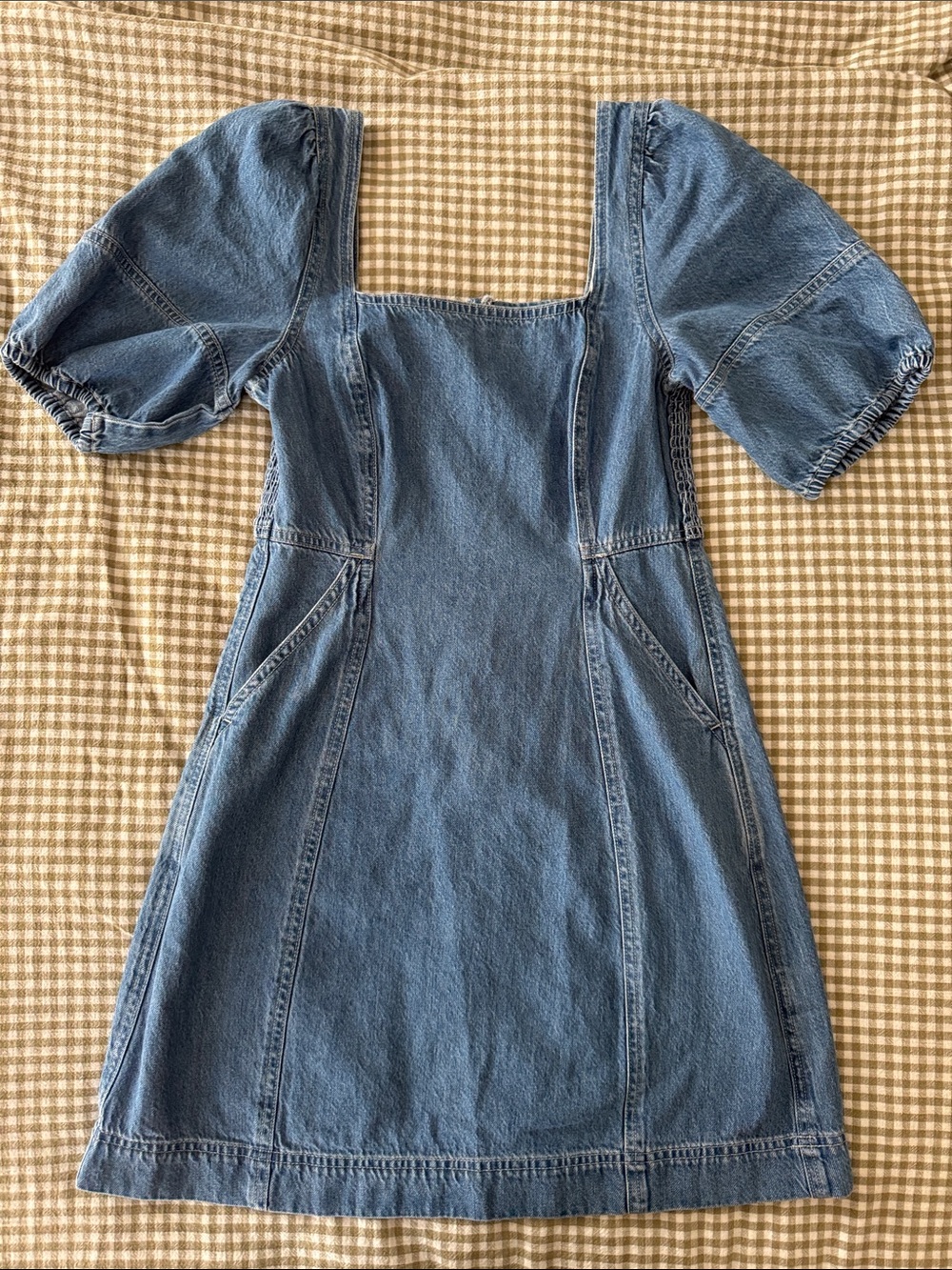 Madewell Light Blue Denim MiniDress with Square Neck